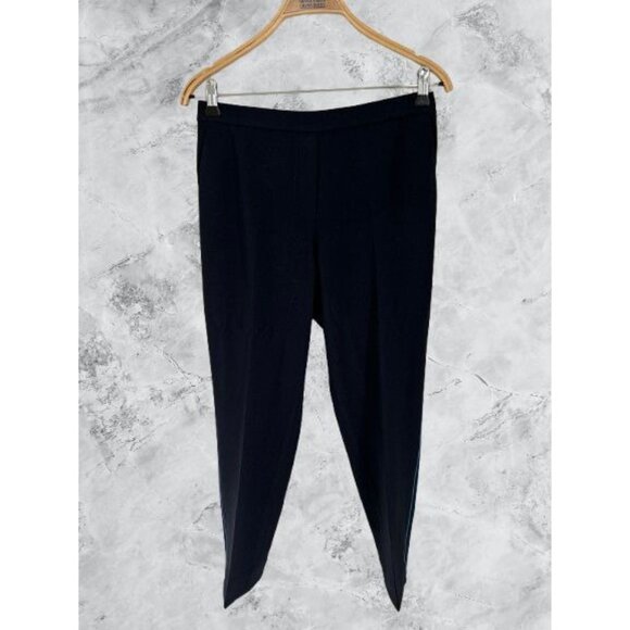 Theory 100% Silk Trousers Size 6 Navy Blue With Blue Side Stripe Detail - Picture 4 of 6
